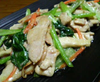 鶏胸肉・小松菜・エリンギの中華マヨ炒めの画像