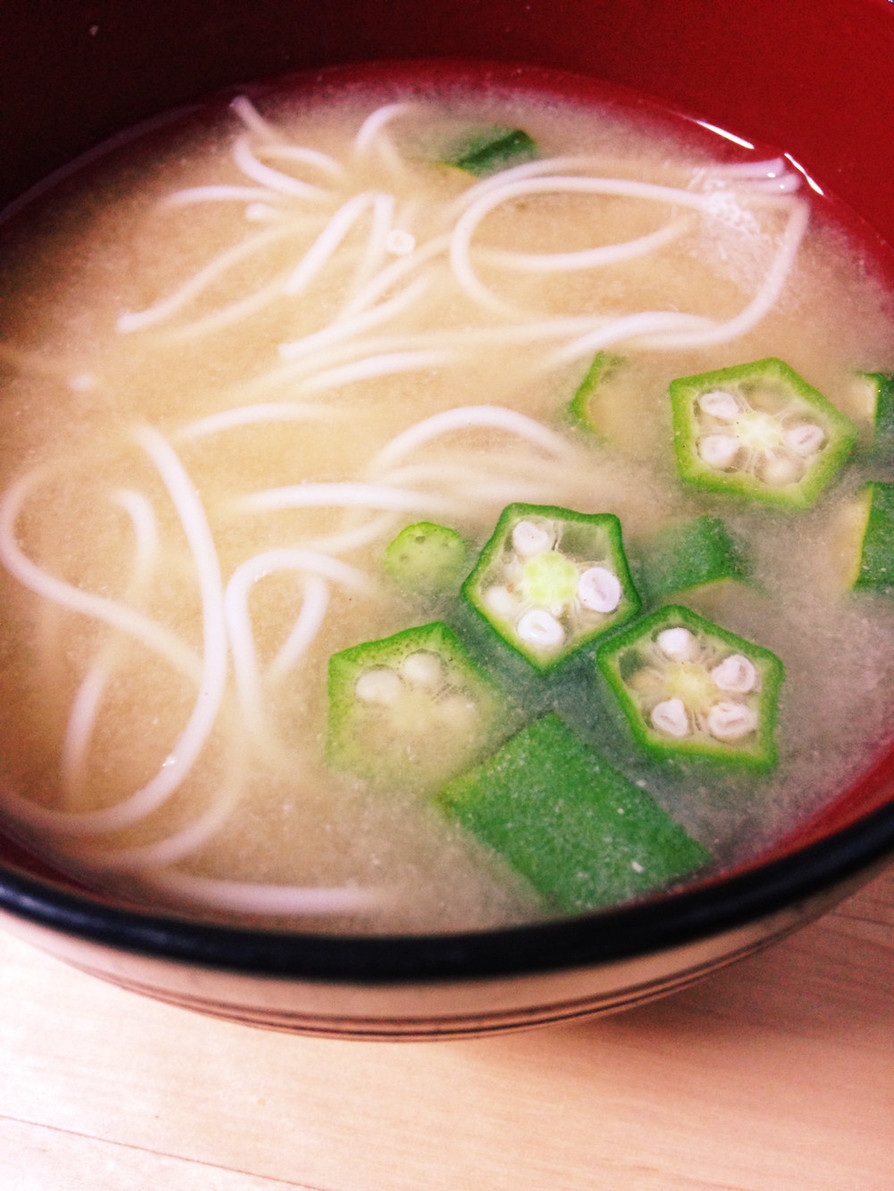 七夕☆オクラと素麺のお味噌汁の画像