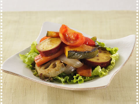 夏野菜を使ったバルサミコはちみつサラダの画像