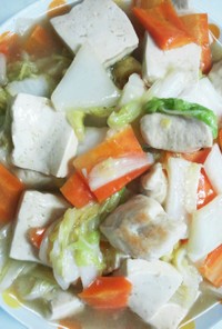 鶏肉と豆腐の八宝菜風