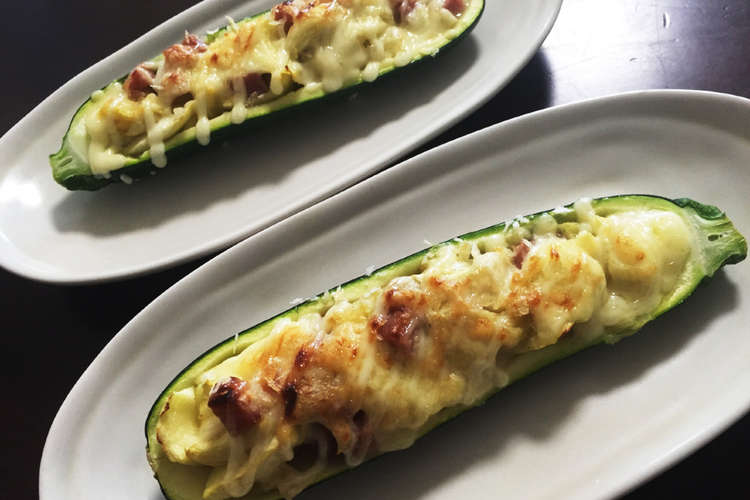 ズッキーニとスパムの丸ごとチーズ焼き レシピ 作り方 By Kitchen Mi クックパッド 簡単おいしいみんなのレシピが352万品