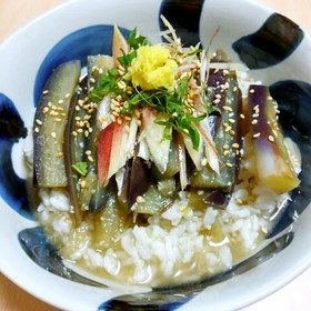 一工夫!冷やし茄子のみそ汁かけご飯