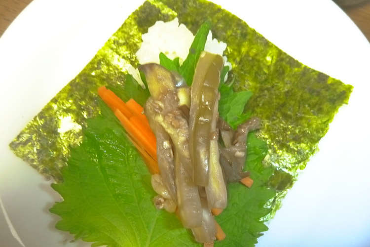 簡単 野菜の手巻き寿司 人参茄子巻 レシピ 作り方 By 秋野紅葉 クックパッド 簡単おいしいみんなのレシピが357万品