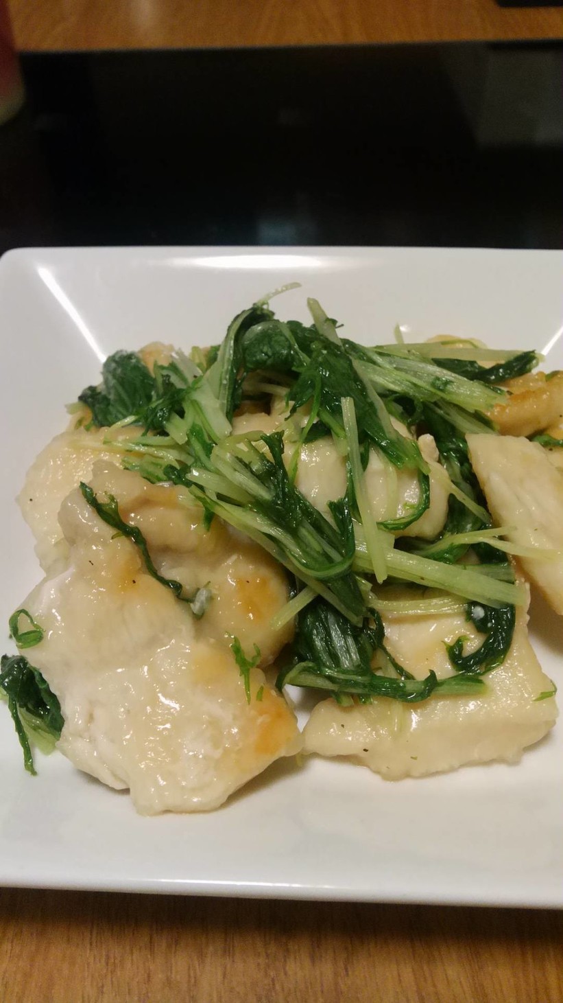 鶏むね肉と水菜のあっさり炒め