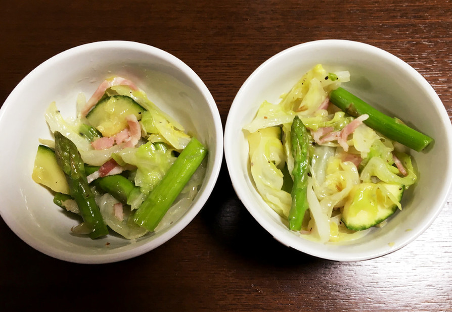 アスパラとベーコンのシンプル野菜炒めの画像