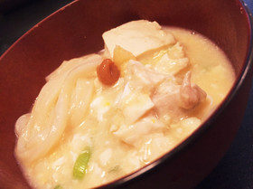 豆腐 梅玉餡掛けうどん♪