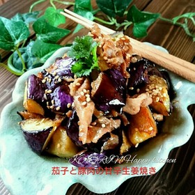 スピードあと1品❤豚肉茄子の甘辛生姜焼き