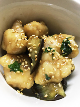 簡単♬鶏胸肉と茄子の生姜炒め