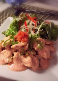鶏ムネ肉の明太マヨ炒め