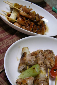 【男の料理】鶏モモ肉とトマベーの焼き鳥