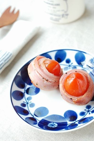 お弁当に♡ジューシートマトのベーコン巻きの写真