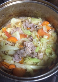 うどんスープの豚肉と野菜の煮浸し