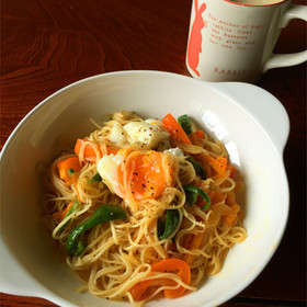 ピリ辛、野菜炒めそうめん