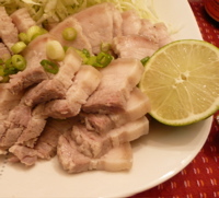 レモンで食べる、ゆで豚