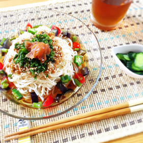 簡単!納豆と夏野菜のさっぱりそうめん
