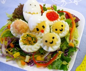 【花卵コロン】ゆでたまご花&ひよこサラダ