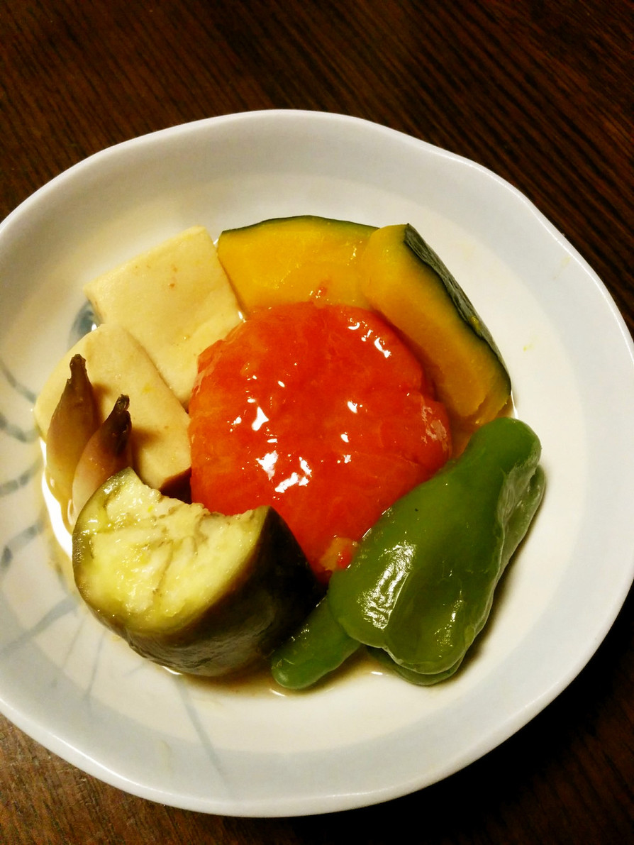 夏野菜と高野豆腐の炊き合わせの画像
