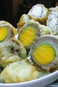 味付け卵と白身魚のフリッター