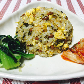 すぐできる♪オススメ☆納豆高菜炒飯☆