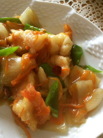 海老と野菜のピリ辛炒めの写真