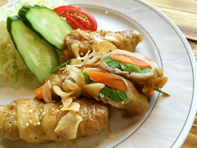 にんにく醤油☆インゲンと人参の豚肉巻き
