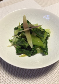 青梗菜とミョウガの炒め物