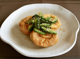 レンジで簡単!ゴーヤとがんもどきの煮物
