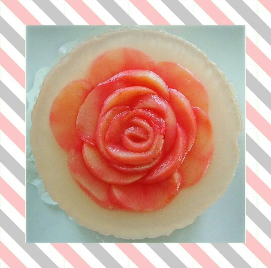 桃の薔薇レアチーズケーキの画像