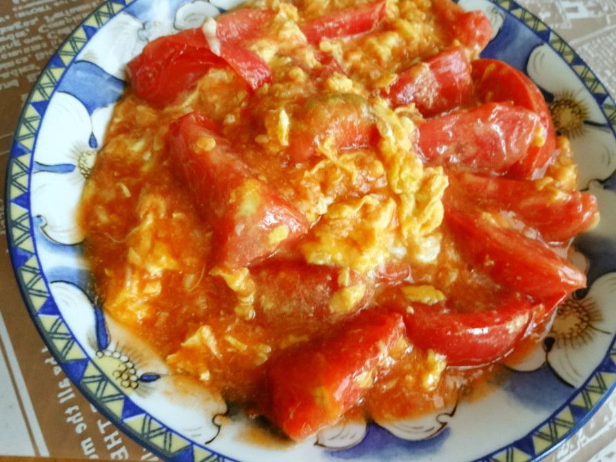 トマトと玉子の甘酢あんかけの画像