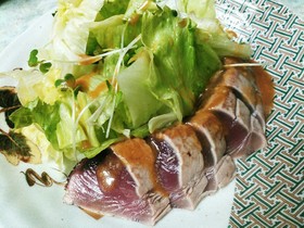 簡単☆鰹のたたきのサラダ 酢味噌タレ