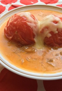 まるごとトマトのもやしinチーズスープ