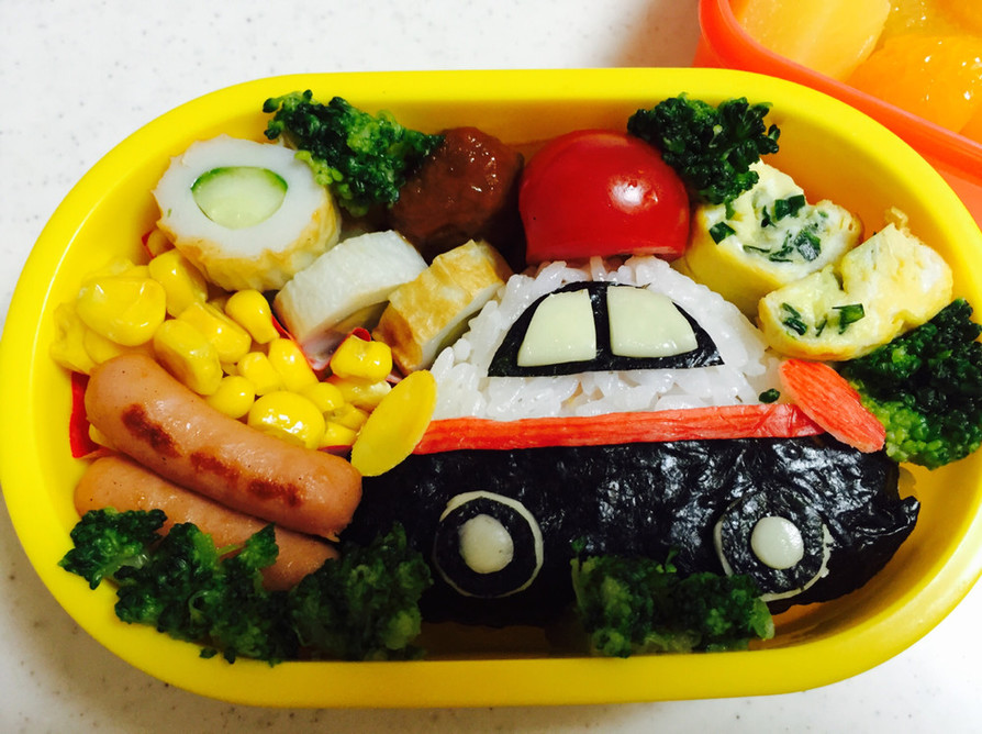 8月のお弁当パトカー☆保育園の画像