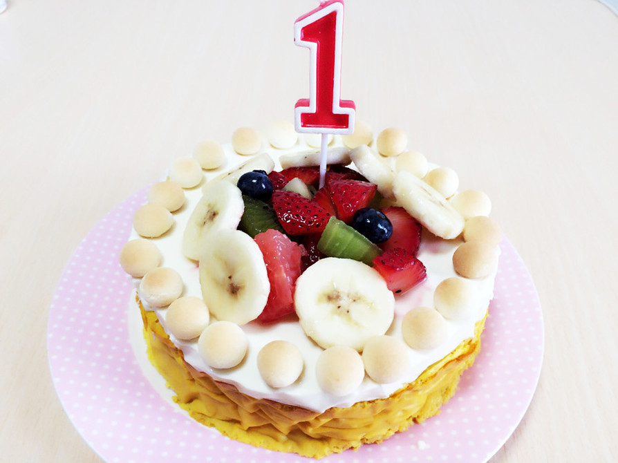 1歳の誕生日に☆二層のチーズケーキの画像