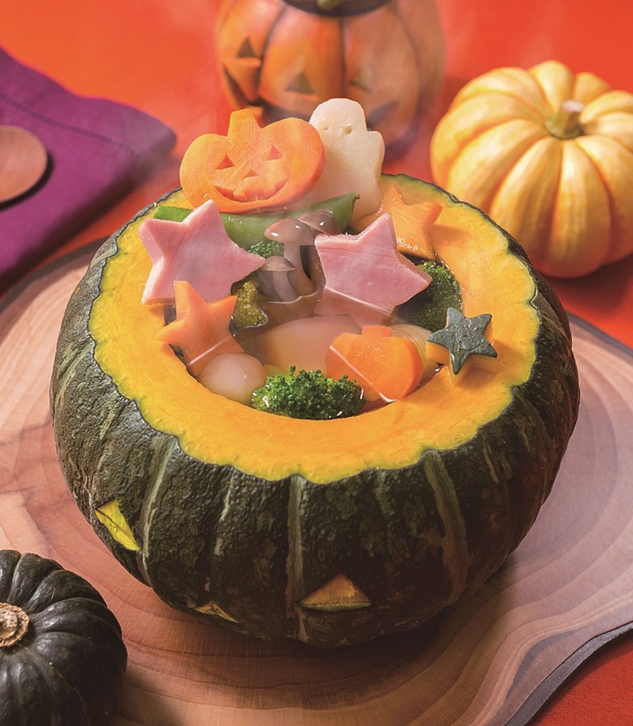 ハロウィンかぼちゃカップのポトフスープの画像