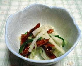 大根と干し柿のカボスあえ