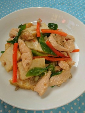 鶏むね肉と生揚げの炒め物