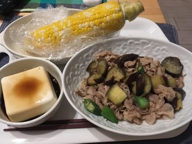 なすとオクラと豚肉のポン酢炒め