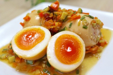 友加里×地養卵★野菜たっぷり味付け卵の写真