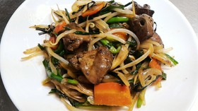 焼鳥リメイク☆5分でレバニラ炒め♪