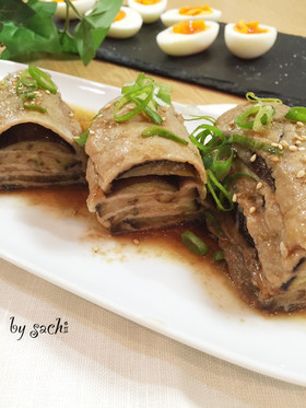 レンチン!なすと豚肉のミルフィーユ蒸し