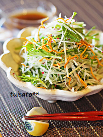 ＊水菜と白髪葱の和風サラダの写真