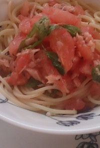 夏に冷凍トマト使用の冷製パスタ　簡単時短