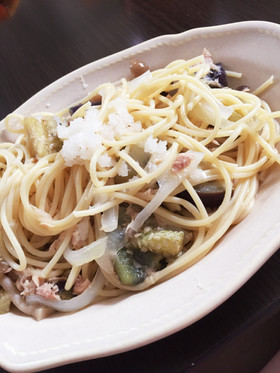 白だしで簡単!ナスとツナの和風冷製パスタ