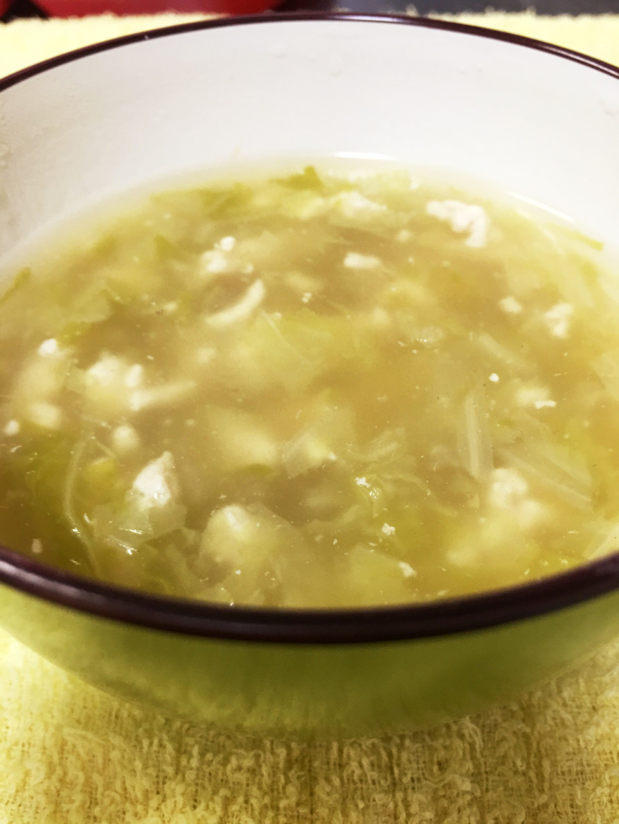 離乳食後期 白菜と鶏挽肉の和風スープの画像