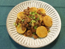 豚肉と長芋のにんにく醤油炒め*