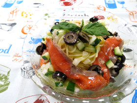 【簡単】スモークサーモンの冷製パスタ♪