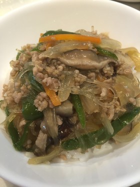 豚ひき肉と春雨のあんかけ丼!