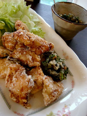 サワラの竜田揚げ*梅じそおろし添え*