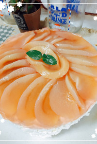 桃のコンポートdeレアチーズケーキ