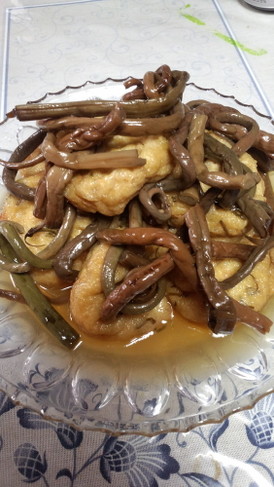 ゼンマイと一口がんもの煮物